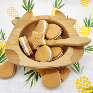Eco-Friendly Baby Toddler Bamboo Stay Put Spill Proof Suction Bowl Bamboo Plate Kids