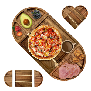 3-in-1 Magnetic Acacia Wood Set: Rectangular & Round Boards. 26x13" Platter for Cheese & Charcuterie. the Perfect Gift.