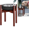 Adjustable Solid Wood Large Dog Bowl Stand Feeder Holder Food Container Natural Wood Storage Shelf Unit Single Tier Eco-Friendly