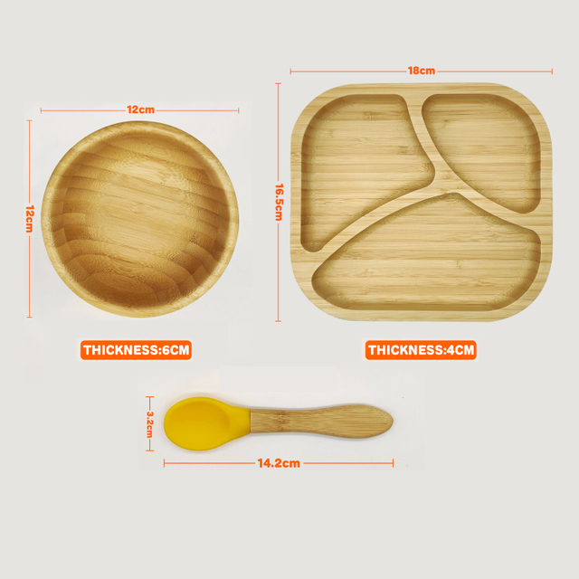 The Baby Feeds the Combination Cutlery Bamboo Does Not Contain BPA Bamboo Baby Plate & Bowl