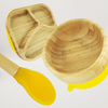 YCZM Baby Divided Integrated Bamboo and Wooden Dining Tray with Silicone Suction Cup
