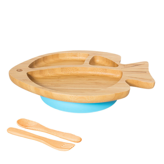 Baby Children Fish-shape Bamboo Wooden Dinner Plate/ Reusable Baby Bamboo Plate