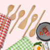 Beech Wooden Kitchen Cooking Set Western Bamboo Utensils Spoon and Spatula Set for Camping and Dining