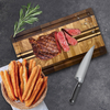 High Quality Acacia Walnut Wood Double Sided Cutting Board for Kitchen Laser Logo and Drain Slot Premium Chopping Block