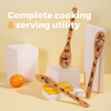 Customized Logo Natural Kitchen Laser Engraved Bamboo Utensils Set Large Cooking Wooden Spoon