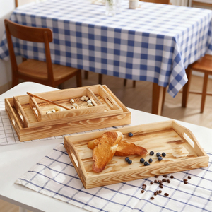 Portable Pine Wood Tray Classic Tray Single Layer Tableware Food and Beverage Storage Kitchen Use