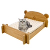 Customizable Size Logo Bamboo Pet Bed Modern Design Indoor Cat Small Dog Bed with Removable and Washable Cushion