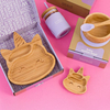 Bamboo Plate and Silicone Suction Bowl Set Kids Dining Baby Plate with Unique Bamboo and Silicone Material