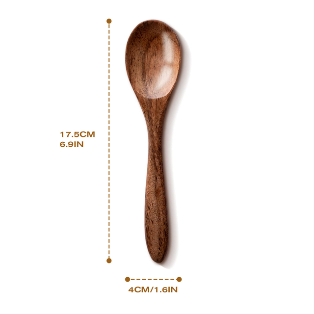 Eco-Friendly Natural Acacia Wood Spoons, Smooth Reusable Wooden Utensils for Soup, Rice & Stirring