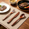 Wooden Spoon Fork and Knife Set Cutlery Set Wood Utensil for Eating Flatware Sets Reusable Forks Spoons