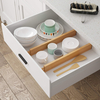Adjustable Wood Drawer Organizer Set 4 Expendable Bamboo Divider for Kitchen Bedroom Desk & Bathroom Storage Plastic Material