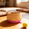 Natural Material Non-slip Polished Bamboo Cat Bowl Cup Durable Eco-Friendly LFGB Certified Customized Packing Home Use Free