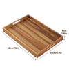 15-Inch Classic Acacia Wooden Oil Rubbed Finish Carved Portable Food-Safe Tray Handle Large Rectangular Decorative Storage
