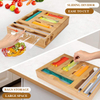 Ziplock Bag Dispenser Bamboo Drawer Storage Box Wall Mounted Holders and Racks 6 in 1 Foil Plastic Wrap Organizer for Kitchen