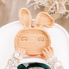 Hot Sells Weaning Natural Bamboo Baby Plate With Soft Silicone Spoons for Baby