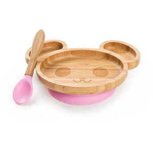 Custom Design Kids Bamboo Wooden Suction Plate
