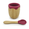 Hot Sale Environmentally Friendly Baby Anti-fall Bamboo Open Cup with pink Silicone Cup Mouth