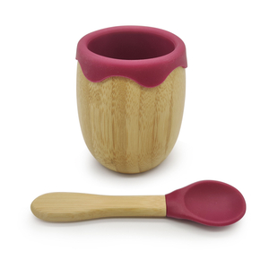 Hot Sale Environmentally Friendly Baby Anti-fall Bamboo Open Cup with pink Silicone Cup Mouth