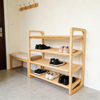 YCZM Modern Bamboo 3-Tier Multifunction Shoe Rack Entryway Shoes Shelf Storage Organizer for Home & Office Easy to Assemble