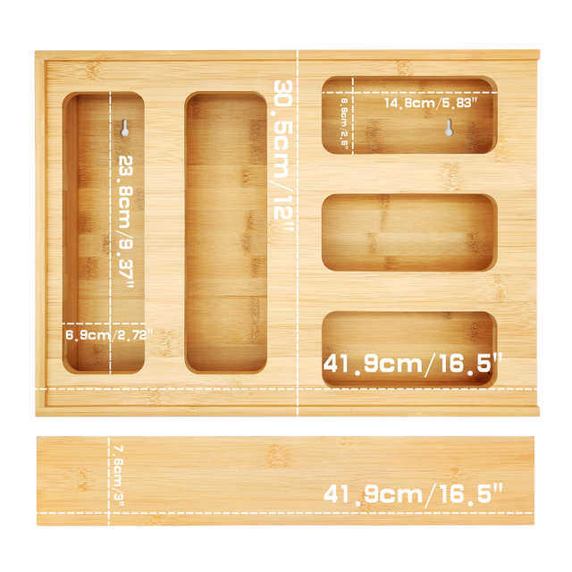 Kitchen Storage Organizer Wall-Mounted Lacquer Finish Bamboo Bag Dispenser Folding Tool Drawers American Style Square New Design