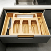 Multifunctional Square Lacquer Bamboo Tableware Dispenser Organizer Food Storage for Kitchen Dividers