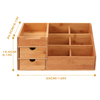 Classic Rectangle Bamboo Wooden Cosmetic Makeup Organizer Box Drawers Laser Engraved Multifunctional Office Sundries Storage