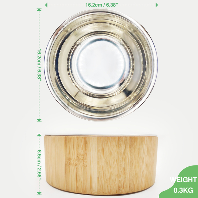 Premium Raised Bamboo Pet Feeder with Stainless Steel Cat and Dog Bowls for Hygiene and Comfort