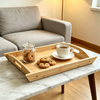 Best Selling Multifunction Modern Single-Tier Portable Standing Type Bamboo Kitchen Serving Tray with Lacquer Finish and Handles