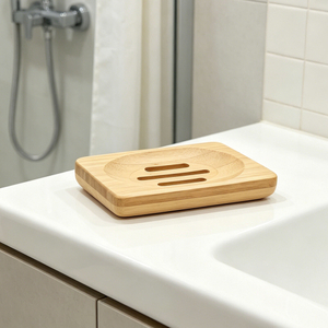 Natural Bamboo Wood Eco-Friendly Durable Modern Stand Soap Dish Holder Bathroom Soap Tray Shower Holder