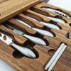 High Quality Acacia Wood Cutting Board Set Large Wooden Charcuterie Cheese Board Utensil Set 3 Ceramic Dishes Bamboo Material