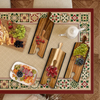 Christmas Party Serving Tray Gift Set Wooden Cheese Board and Wine Glass Spliced Rectangular Tray for Holiday Entertaining