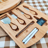 Bamboo Cheese Board Set Magnetic Slide-Out Drawers Charcuterie Plate Set With Ceramic Bowls and Cutlery Knife