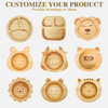 Wholesale High Quality Natural Bamboo Cloud Shaped Children's Plates with Anti-Slip Silicone Suction Cup Base Kids Dining