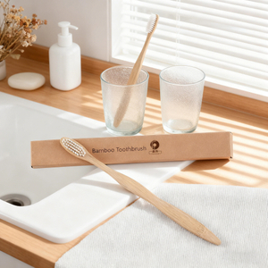 Eco-Friendly Biodegradable Eight-piece Set Bamboo Toothbrush with Durable Soft Charcoal Bristles for Travel