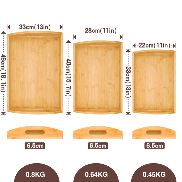 Portable Pine Wood Tray Classic Tray Single Layer Tableware Food and Beverage Storage Kitchen Use