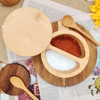 100% Natural Bamboo Wood Sugar Salt Spic Storage Jar Spoon Bamboo Salt Container Box With Lid