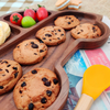 Walnut Wood Dinner Plates Round Wood Plates Set Easy Cleaning Lightweight for Dishes Snack Dessert