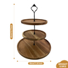 Eco-Friendly 3-Tier Acacia Wood Cake Stand & Serving Tray Tiered Cupcake Holder for Wedding Tea Parties Farmhouse