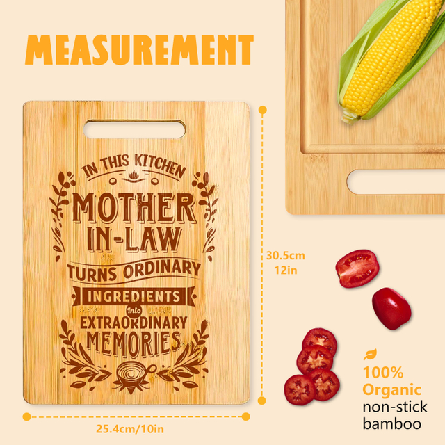 Uniquely Designed Laser Printed Bamboo Cutting Board-Eco-Friendly Durable Kitchenware for Mom Mother-in-Law Women-Great Holiday
