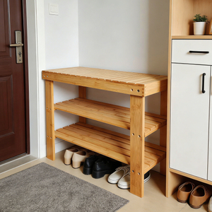 Wholesale 3-Tier Modern Bamboo Extendable Freestanding Shoe Storage Bench Display Organizer Shelf Shoe Rack for Living Room
