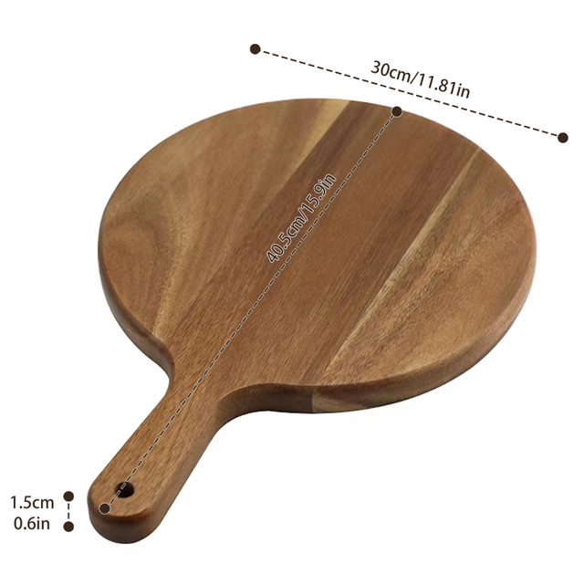 Wholesale Solid Acacia Wood Pizza & Cheese Board Fruit Cutting Bread Serving Board with Handle Chopping Blocks