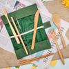 Portable Bamboo Cutlery Set Travel Camping Utensils Fork Spoon Knife Straw Set
