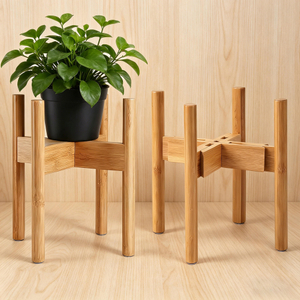 Household Indoor Solid Wood Modern Durable Floor Shelf Succulent Planting Flower Pot Stand Balcony Cross Adjustable Planting
