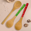 Eco-Friendly Christmas Bamboo Cooking Spoons, Durable Wooden Utensils for Kitchen Stirring & Holiday Serving