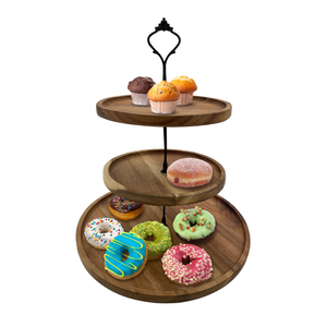 Wholesale Customizable 3 Tier Tiered Wooden Storage Rack Cake Stand for Wedding Party
