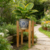 Adjustable Contemporary Bamboo Floor Plant Stand Indoor Single Plant Holder 8-12 Inch for Home Use