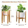Adjustable Contemporary Bamboo Floor Plant Stand Indoor Single Plant Holder 8-12 Inch for Home Use
