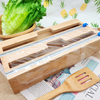 2-in-1 Bamboo Wrap Dispenser with Slide Cutter for Kitchen Drawer Foil & Plastic Wrap Organizer Box for Storage Organization
