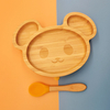Custom Design Kids Bamboo Wooden Suction Plate