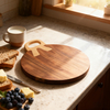 Acacia Wood Cutting Board with Handle Eco-Friendly Kitchenware Dishwasher Safe Chopping Board for Cheese & Charcuterie Serving